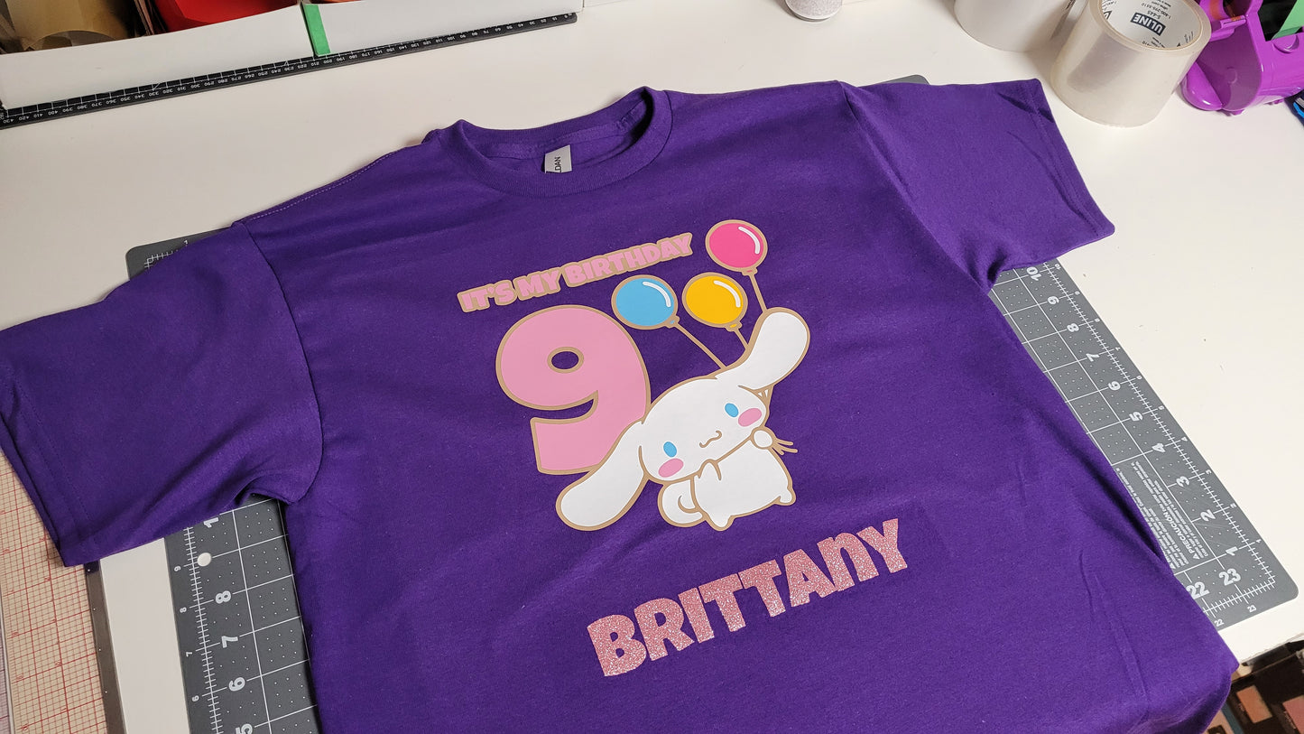 Girls Cinnamoroll Custom Name & Age Birthday Tee - SuperbCody
