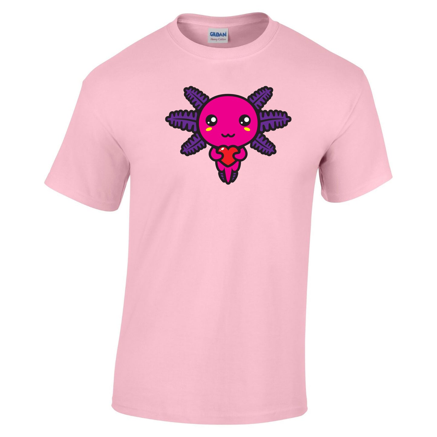 Glow-in-the-Dark Axolotl Heart Kids Tee | Luminous Love Salamander Apparel