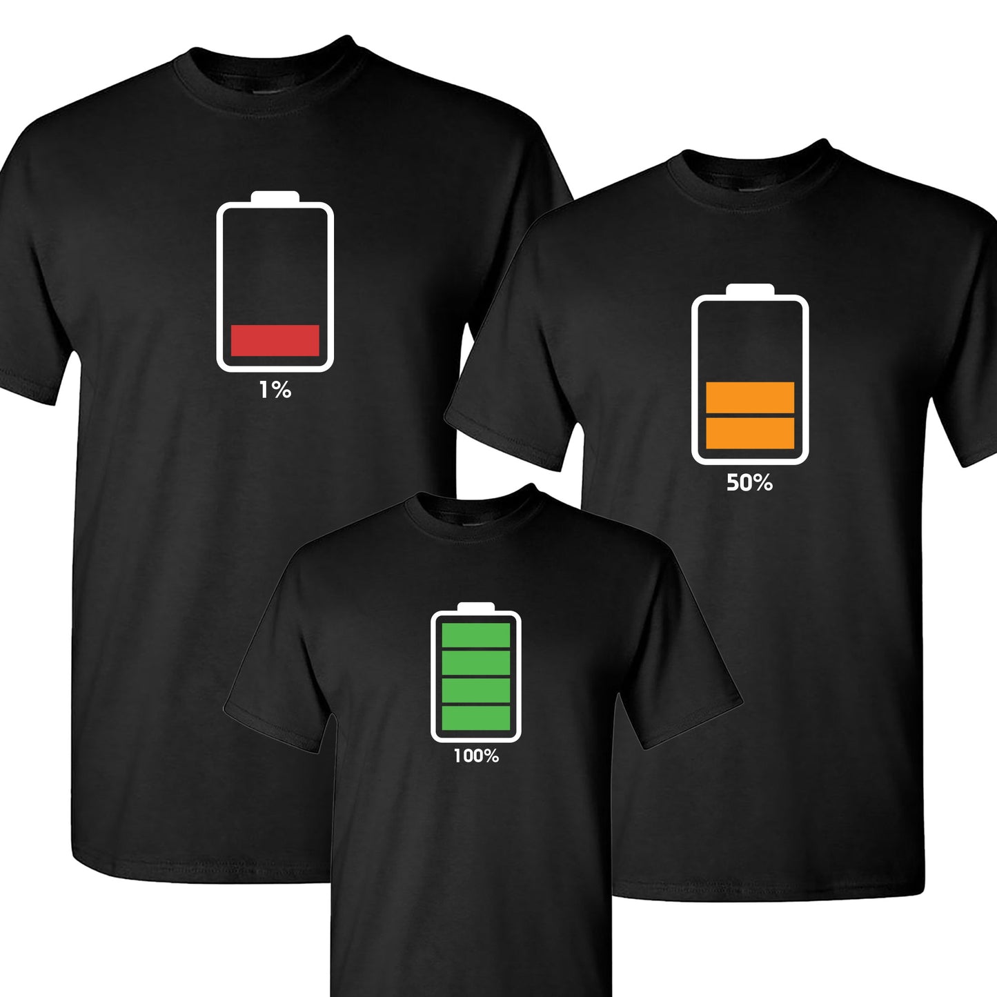 Funny Family Full and Low BatteryT-Shirt for Parents and Kid