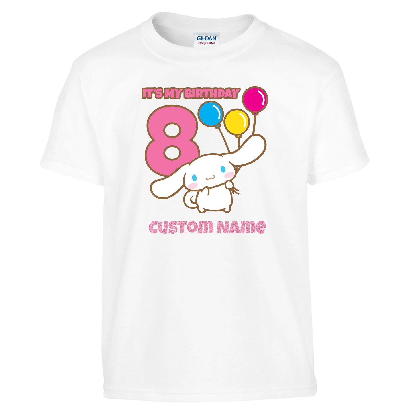 Girls Cinnamoroll Custom Name & Age Birthday Tee - SuperbCody