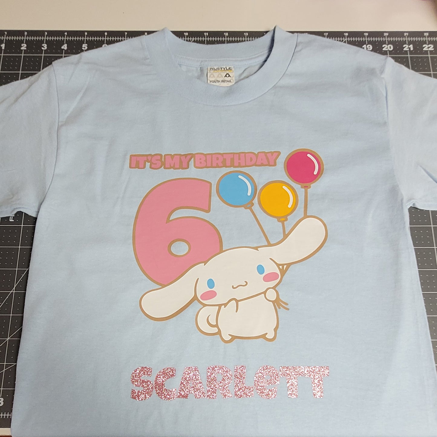 Girls Cinnamoroll Custom Name & Age Birthday Tee - SuperbCody