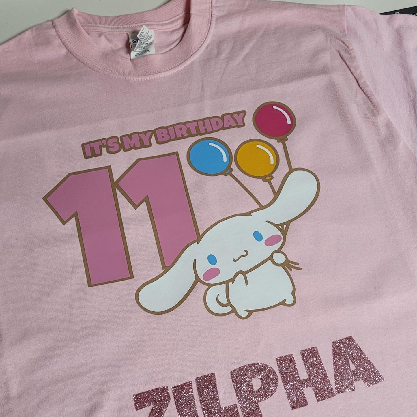 Girls Cinnamoroll Custom Name & Age Birthday Tee - SuperbCody
