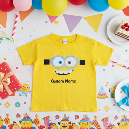 Kids Custom Name Birthday Banana Squad T-Shirt Inspired by those loveable yellow guys