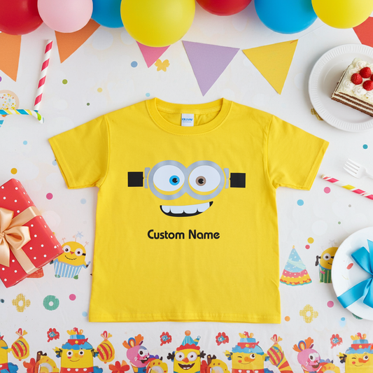 Kids Custom Name Birthday Banana Squad T-Shirt Inspired by those loveable yellow guys