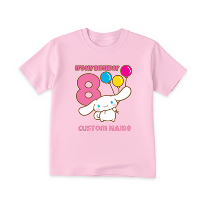Girls Cinnamoroll Custom Name & Age Birthday Tee